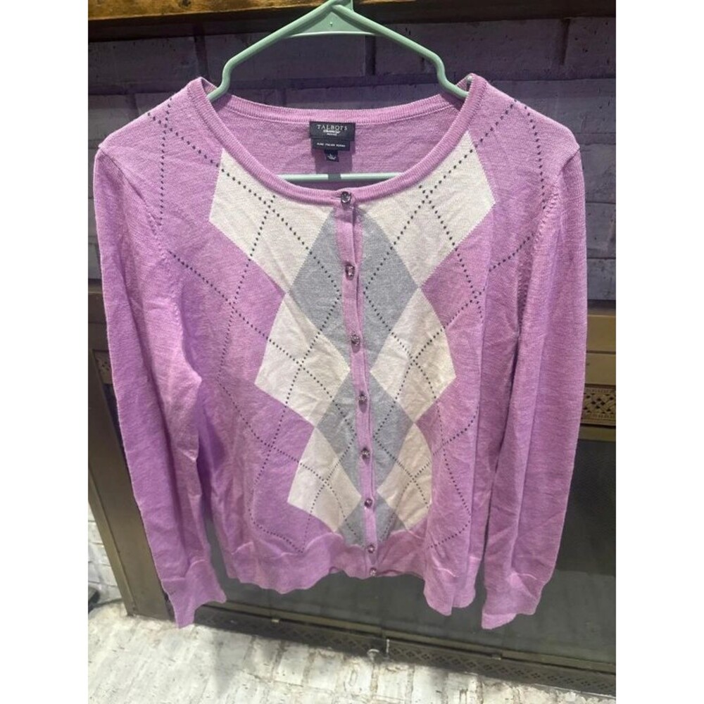 Women’s Talbots petites pure Italian Marino wool cardigan size large